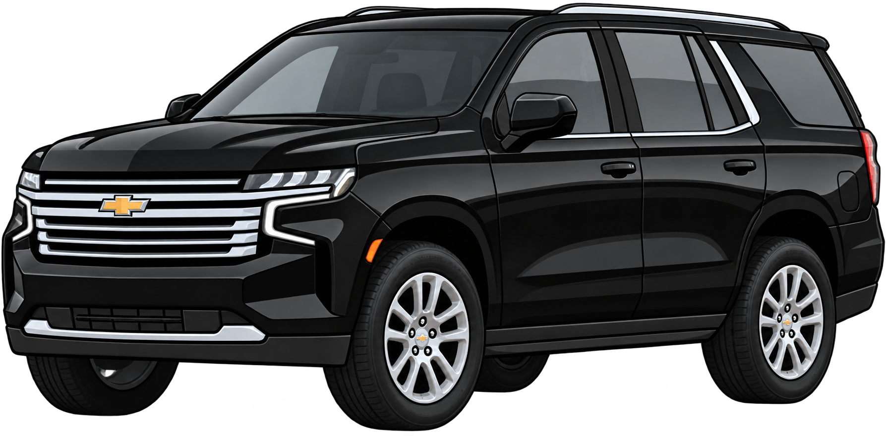 Illustration of a black Chevrolet full-size SUV
